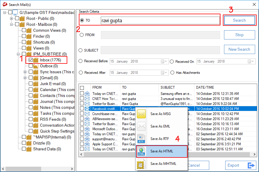 screenshot of MailsDaddy OST to PST Converter